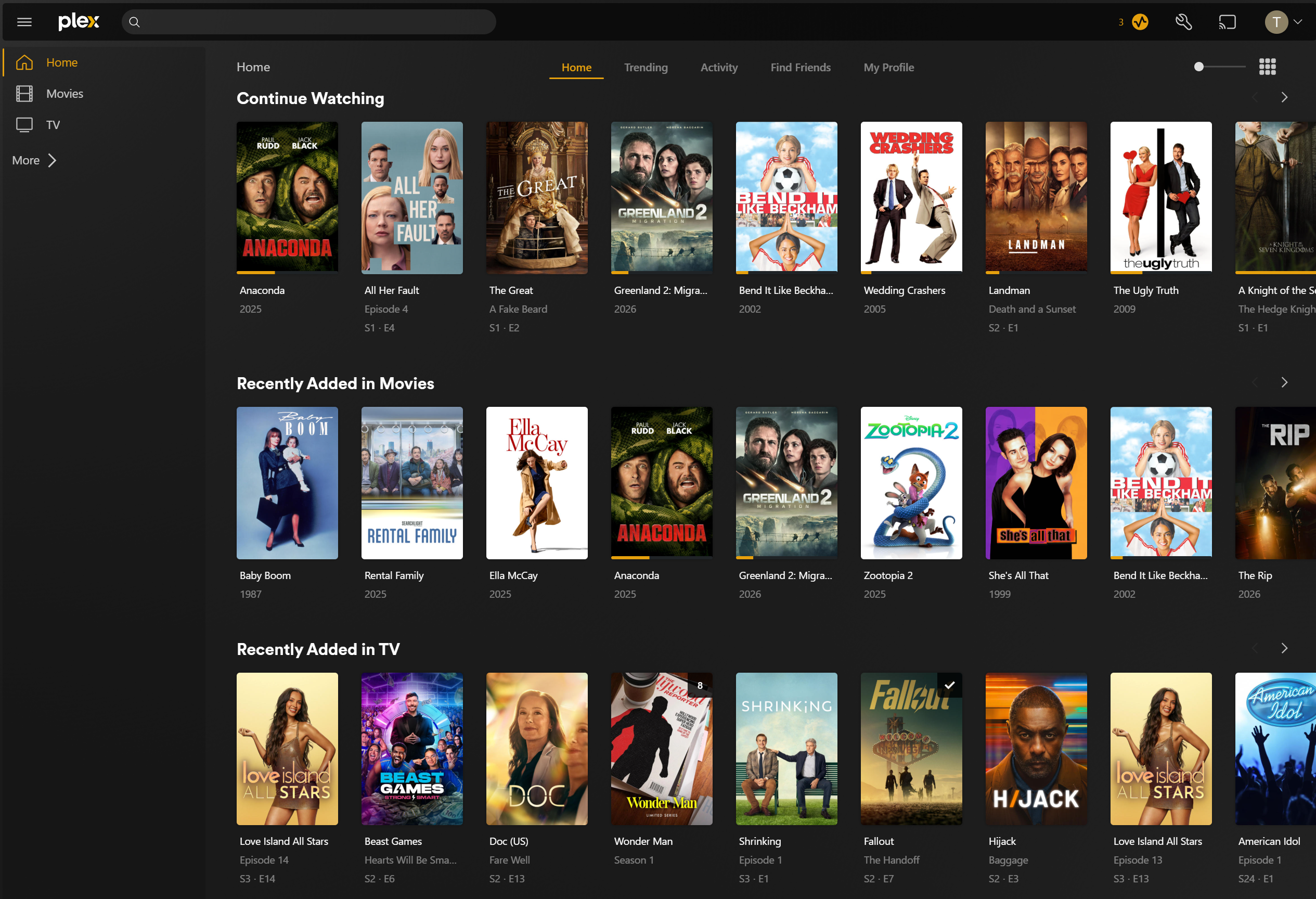 Plex Home Screen Example